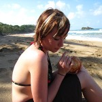 Drinking from a coconut - Playa Cocles, Puerto Viejo