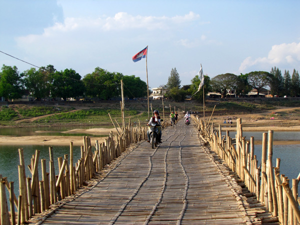 Bamboo bridge - Mekong River, Kampong Cham, Cambodia