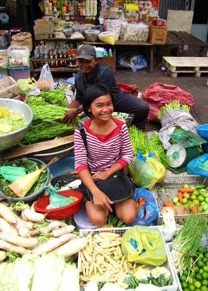 Vegetable stall in the market - Phnom Penh, Cambodia