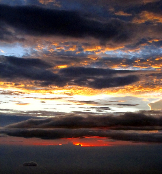 Sunset from an airplane over Malaysia